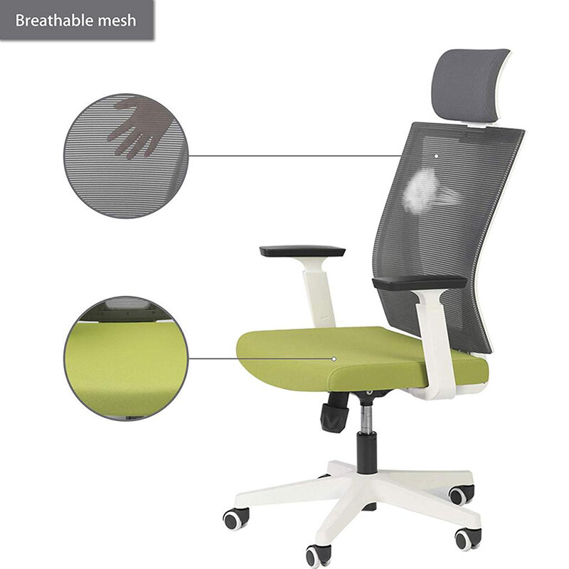Chaise de bureau pivotante à dossier moyen, avec bras, pour ordinateur, Orange et noir