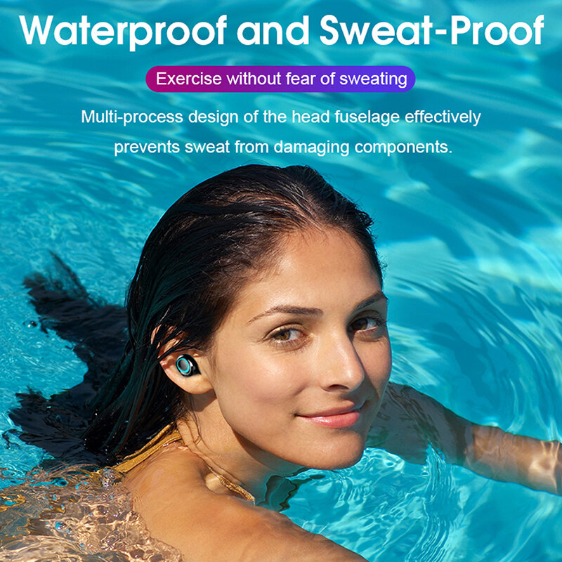 TWS Headphone Nirkabel Bluetooth dengan Mikrofon Earphone 3500Mah HIFI Stereo Headset Noise Cancelling Earbud Auriculares