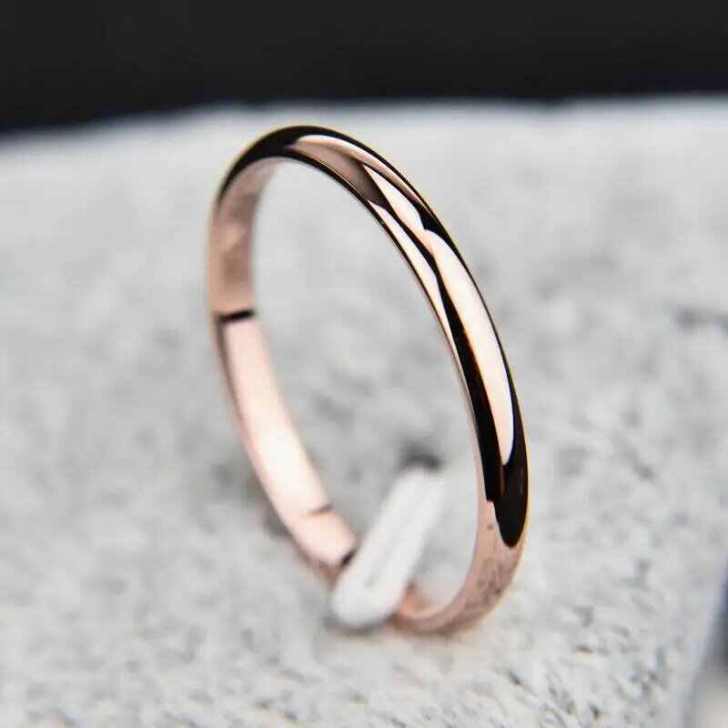 1 Hot Koop 2Mm Dunne Ring Vrouwelijke Sieraden Rose Gouden Ring Rvs Dames Elegante Vierkante Staart Ring