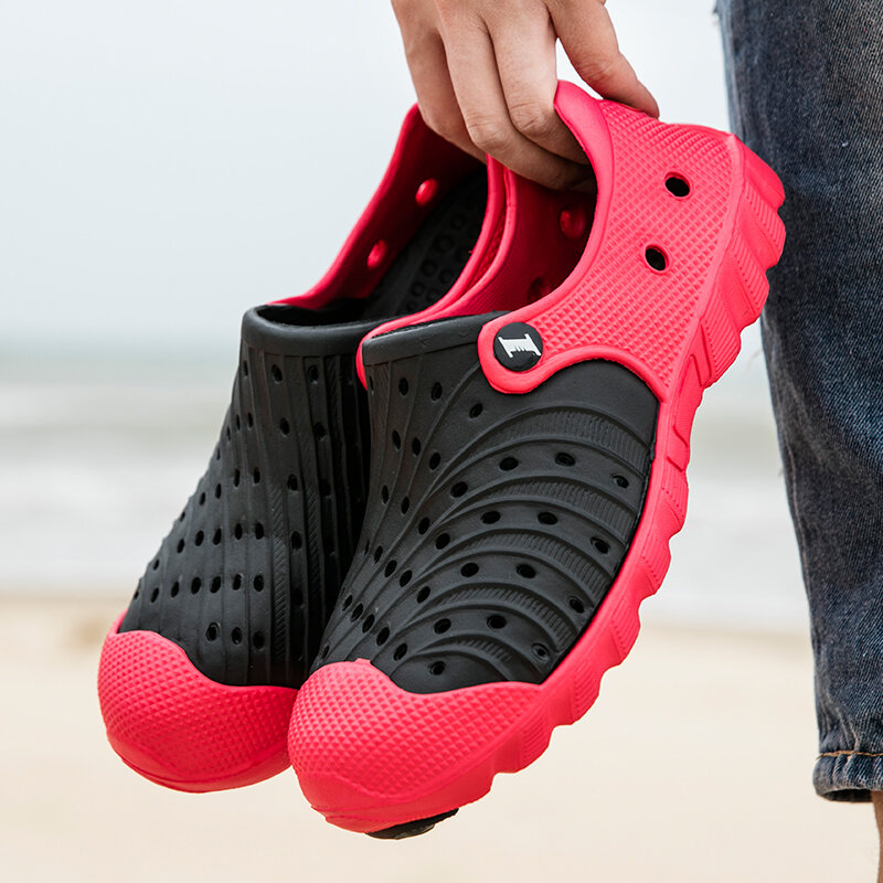 가든 방해 신발에 클래식 슬립 남자 빠른 건조 여름 해변 슬리퍼 통기성 야외 샌들 플랫폼 원예 신발