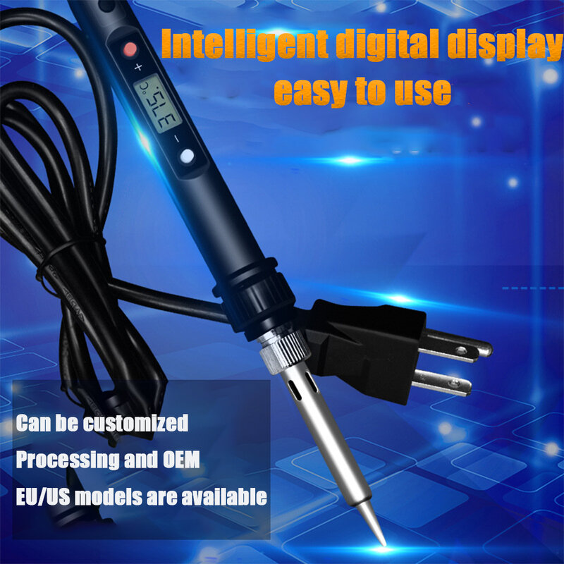전문 온도 조절 LCD 디지털 전기 납땜 인두 납땜 스테이션, DIY 용접 도구 60W EU 미국 플러그
