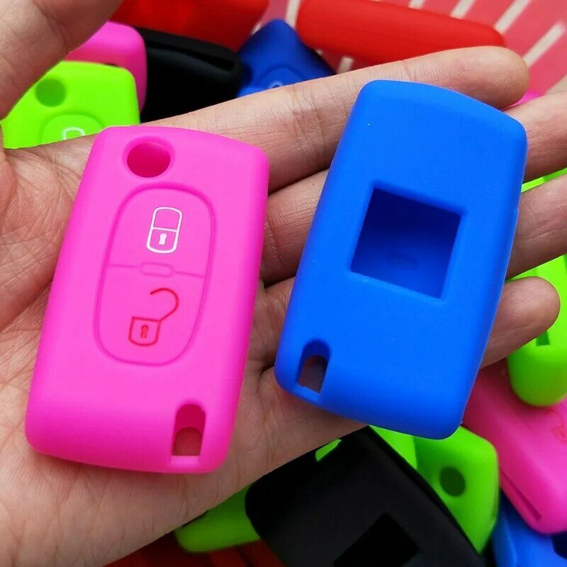 2 buttons car key For PEUGEOT 207 307 308 407 408 For Citroen C3 C4 C4L C5 C6 silicone key fob cover case protect skin