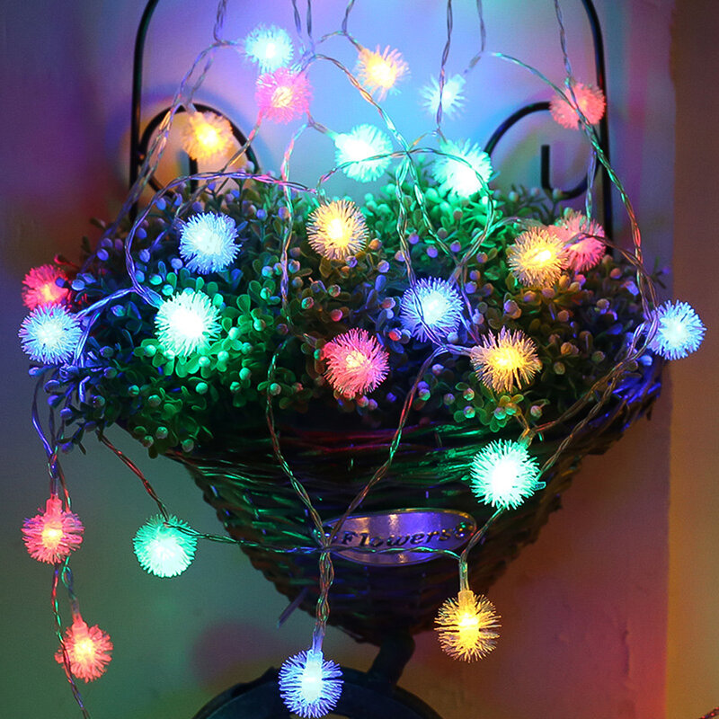 Christmas Garland Lights Special Garland Lights Hairy Ball Dandelion LED Fairy String Light Home Decoration Christmas Ornaments