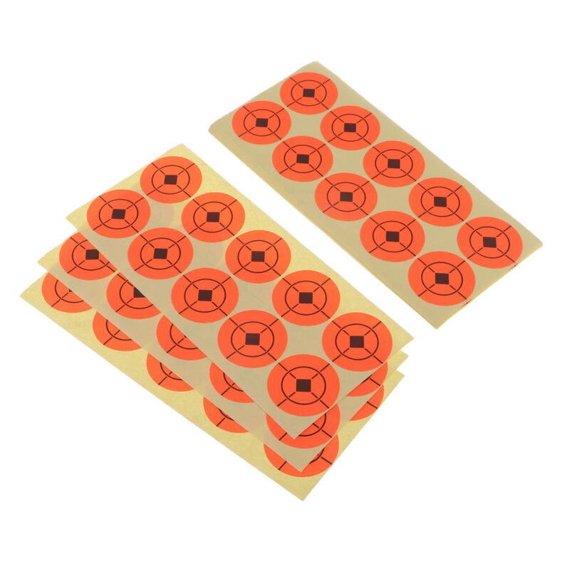 250 Uds. De pegatinas redondas fluorescentes de objetivo naranja, 4cm, Blanco adhesivo