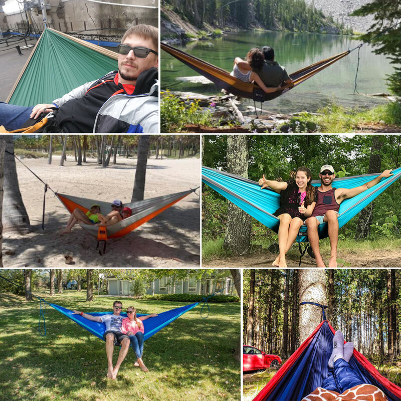 Upgrade Camping Hängematte Im Freien Tourist Hängen Hängematten Tragbare Parachute Nylon Wandern Hängematte Für Herrenrucksackreise