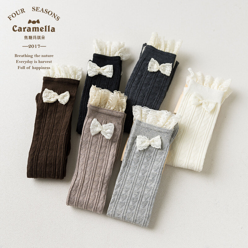 Caramella ฤดูใบไม้ร่วงฤดูหนาวผู้หญิงถุงเท้ายาว South Korea ถุงเท้าเข่าถุงน่อง Sub-หนาถุงน่องผ้าฝ้ายลูกวั...