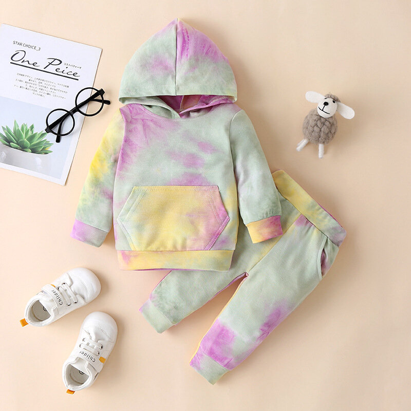Conjuntos de ropa para bebés recién nacidos, sudadera con bolsillo y capucha, 2 piezas, chándal