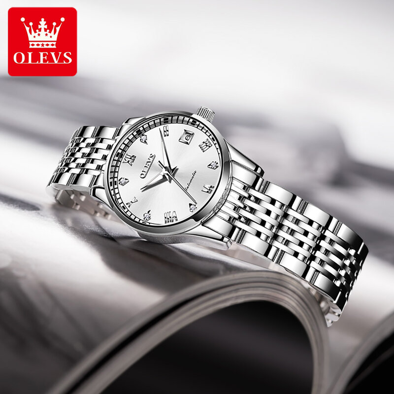 OLEVS Luxus Marke Damen Automatische Einfache Mechanische Uhr Stahlband Uhr Kalender Wasserdichte Uhr Damen Sport Uhr 6602
