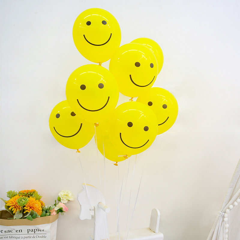 Decoración de globos para Baby shower, cara sonriente redonda, globos para fiesta de cumpleaños, 10 Uds.