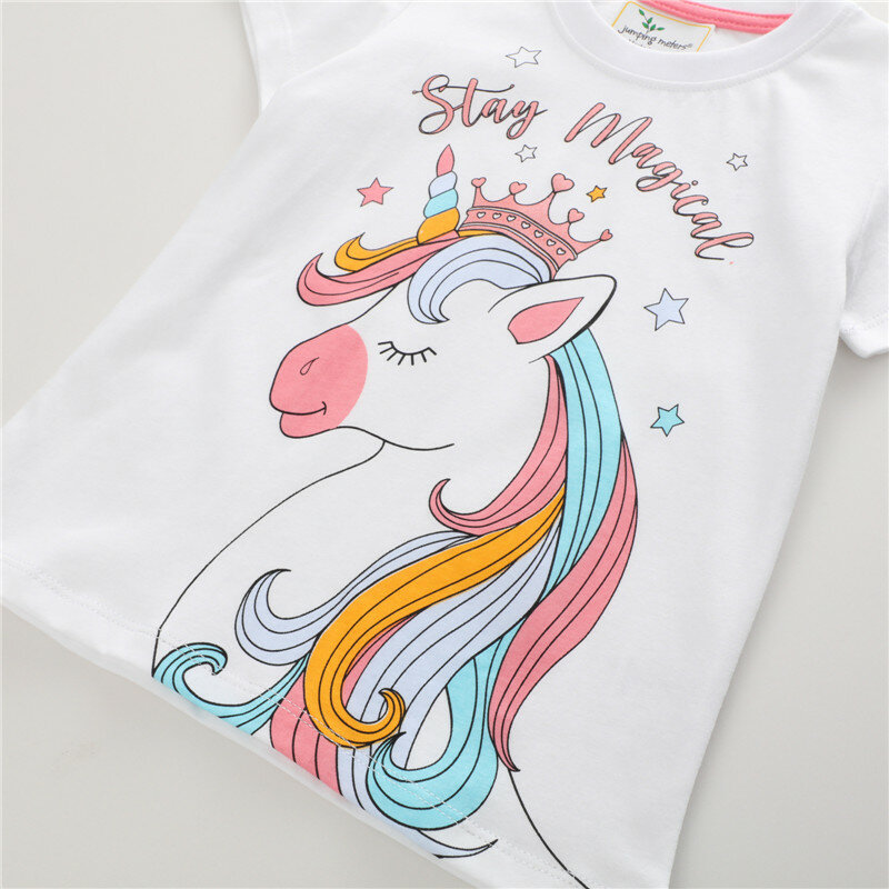 Jumping Meters  New Arrival Girls Unicorns Tshirts For Summer Baby Cotton Clothes Short Sleeve Fashion Baby Tops Toddler Tees