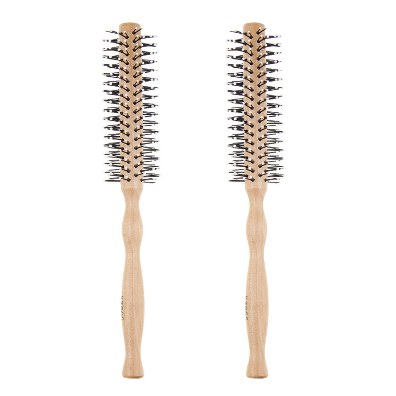 2 pacotes de cabelo de náilon natural redondo desembaraçar volumizing alisamento escova de cabelo