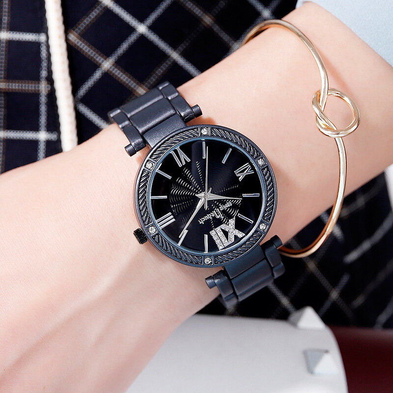 Reloj de pulsera con superficie mate Para Mujer, cronógrafo de lujo, color negro, a la moda, 2021