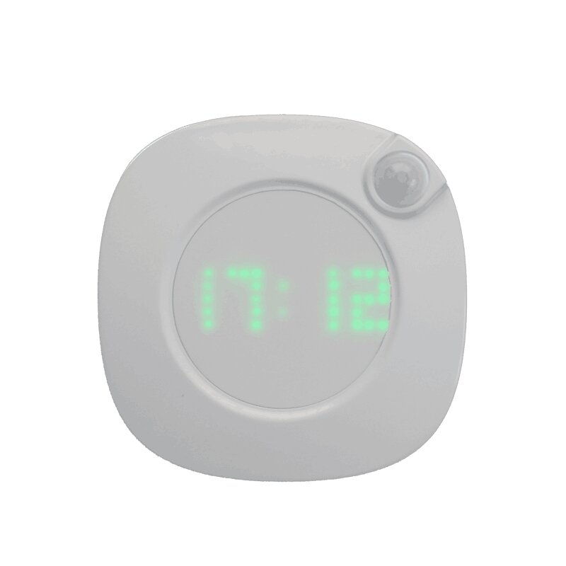 LED PIR sensore di movimento luce notturna con orologio per camera da letto scale lampada da parete luminosità batteria potenza 2 colore illuminazione