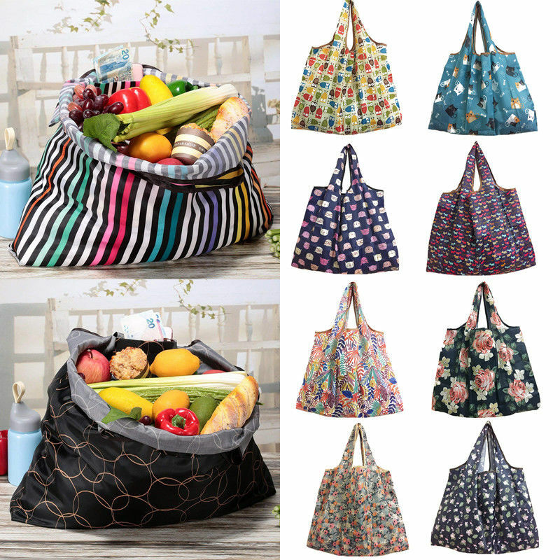 Floral plegable mano bolsa de compra reutilizable bolso bolsa bolsas reciclables nuevo gran compra de viaje, bolsa de alimentos