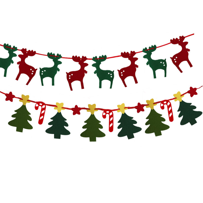 Merry Christmas Garland Felt Hanging Bunting banner Xmas Ornaments For Home Navidad Noel Kerst Natal Decoration