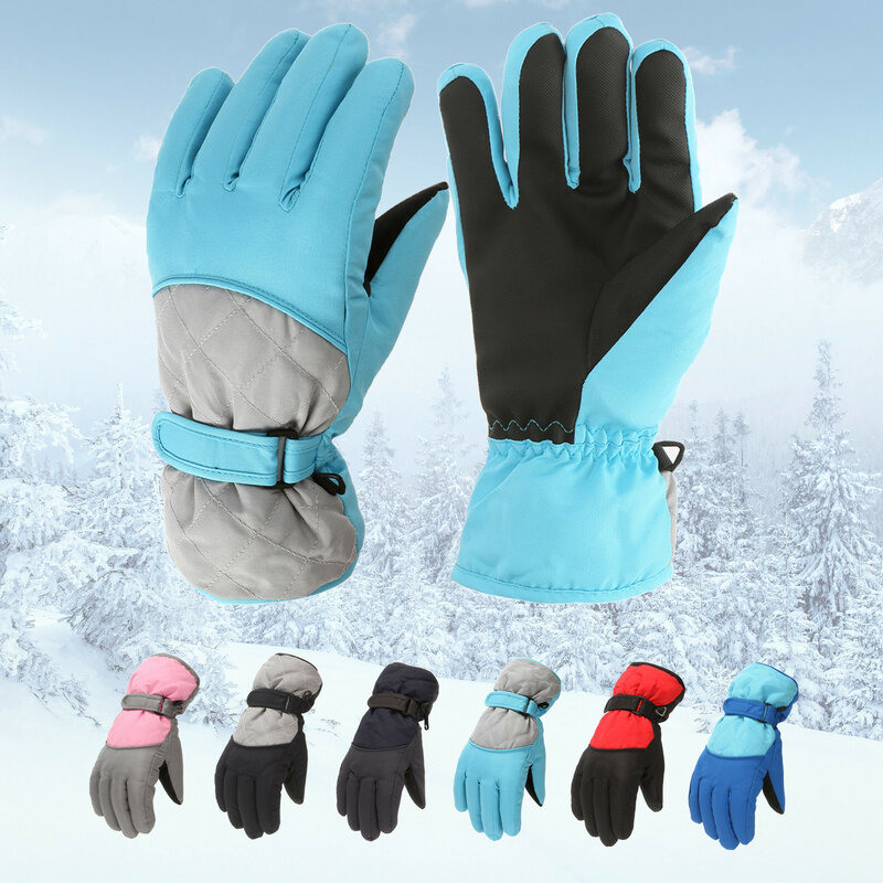 Winter Gloves For Kids Boys Girls Snow Windproof Mittens Cycling Bicycle Bike Outdoor Camping Sports Ski Warm Gloves 9-14years