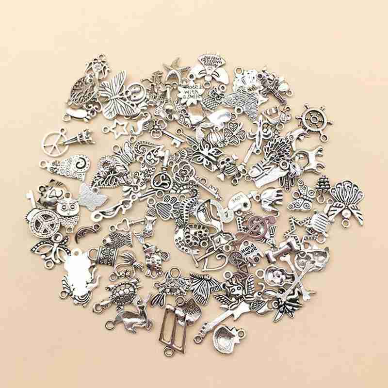 DIY Silver Pendant Bulk Wholesale Mixed Tibetan Silver Pendant Jewelry Findings Beads Charm Making Pendants G7Y7