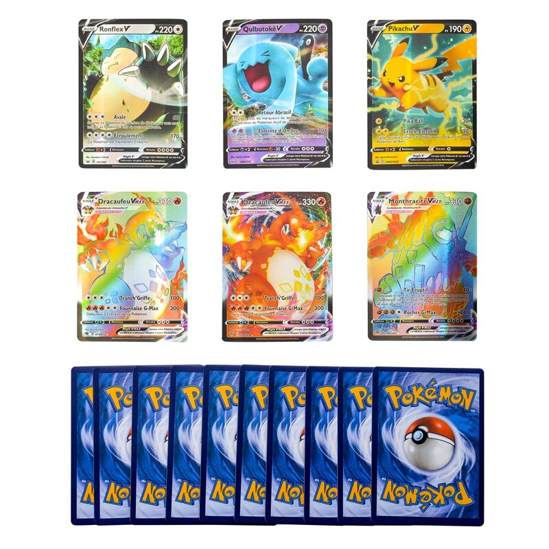 French Version Pokemon Cards Featuring 100 V 50 VMAX 160 Gx 60 Tag Team 60 MEGA 100 EX Collection Card Toys For Children's Gifts