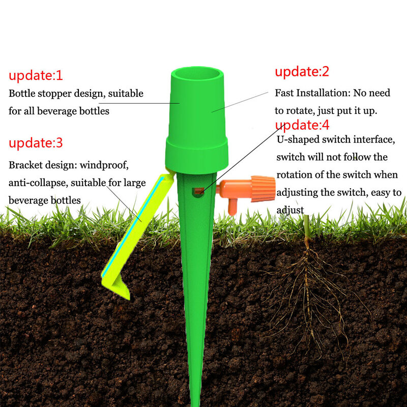 自動点滴灌漑システム,12個,庭の植物用の自動スパイク,屋内および屋外のウォーターボトル