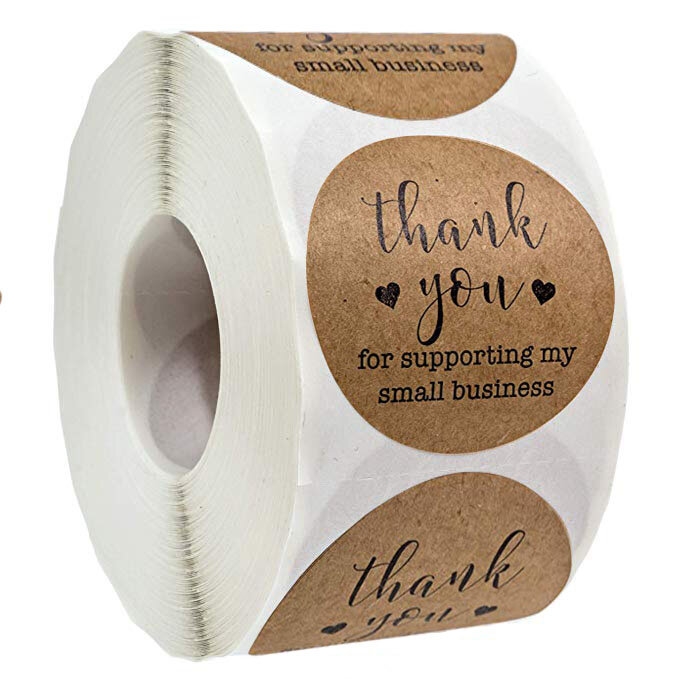 500 pces/rolo obrigado por apoiar meu pequeno negócio adesivos branco palavra projetos grandes para o presente do negócio decoração adesivo