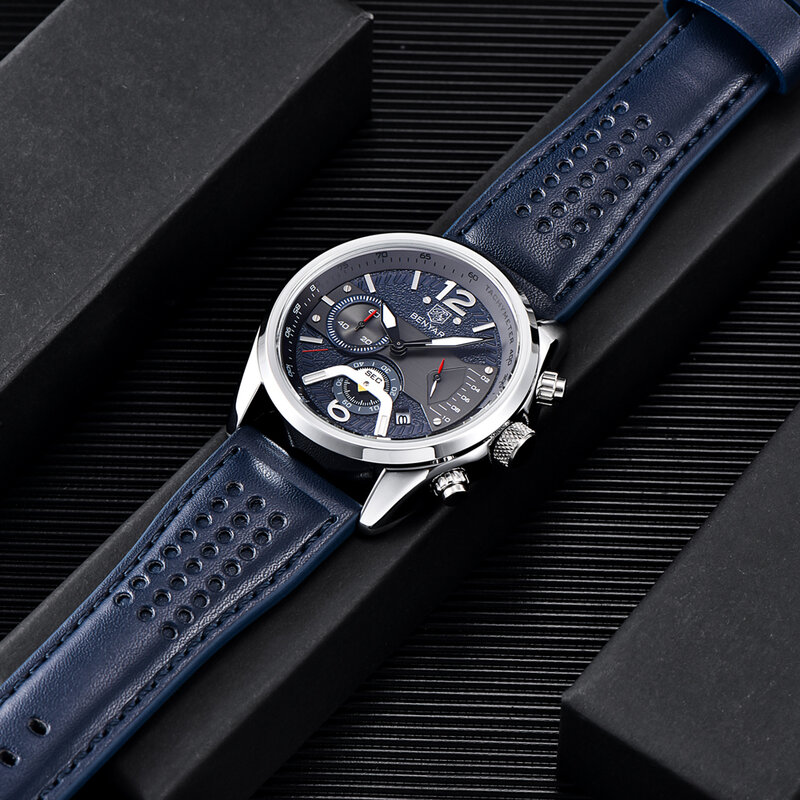 Benyar 2023 novos relógios masculinos marca superior de luxo relógio de quartzo para homem multi-função cronógrafo esporte à prova dwaterproof água relogio masculino