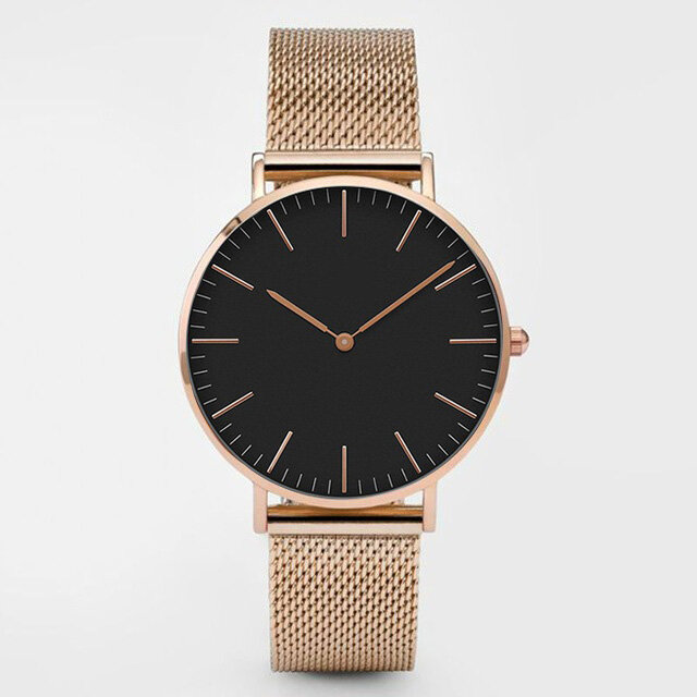 ファッション女性の腕時計超薄型ステンレス鋼メッシュベルトクォーツ腕時計レディースドレスウォッチクラシックローズゴールド時計カジュアル
