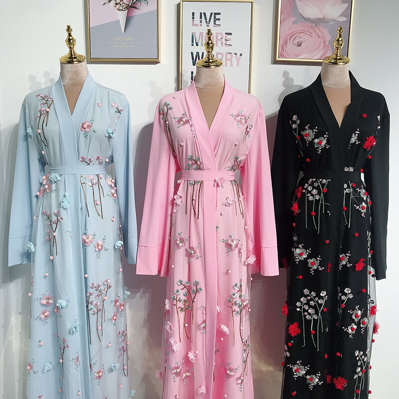 Abaya Kimono Hồi Giáo Cardigan Hijab Đầm Thổ Nhĩ Kỳ Hồi Giáo Quần Áo Abayas Cho Nữ Caftan Dubai Dài Oman Áo Dây Djelaba Femme