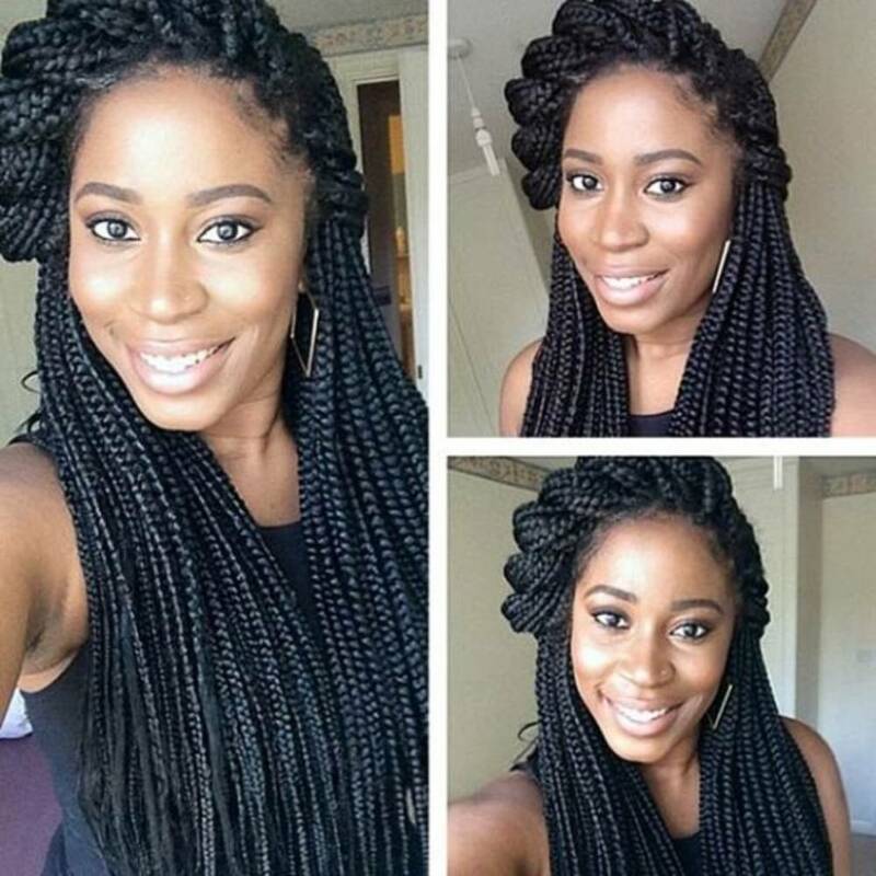 Natural 13x4 laço frontal trançado peruca dianteira do laço com o cabelo do bebê para africano preto mulher 26 polegadas caixa tranças peruca sintética