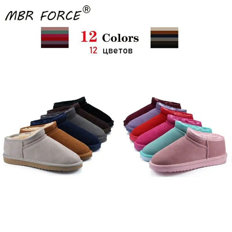 MBR FORCE-أحذية جلدية للنساء ، أحذية ثلج على الطراز الأسترالي الكلاسيكي ، أحذية شتوية دافئة ، مسطحة ، مقاومة للحرارة ، عالية الجودة ، مقاس كبير
