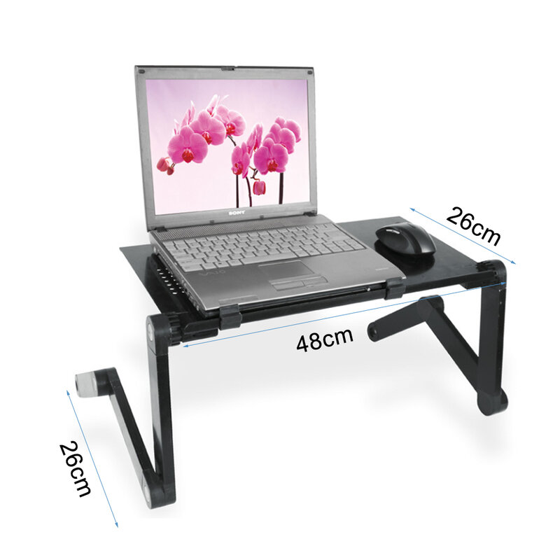 Стол для ноутбука портативный регулируемый, алюминиевый столик с вентиляционными отверстиями, эргономичный, для телевизора, кровати, офиса...