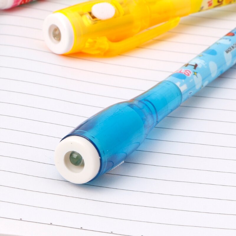 4pc caneta de tinta invisível espião caneta com luz marcador mágico caneta para mensagem secreta marcador engraçado caneta escola suprimentos para crianças presentes