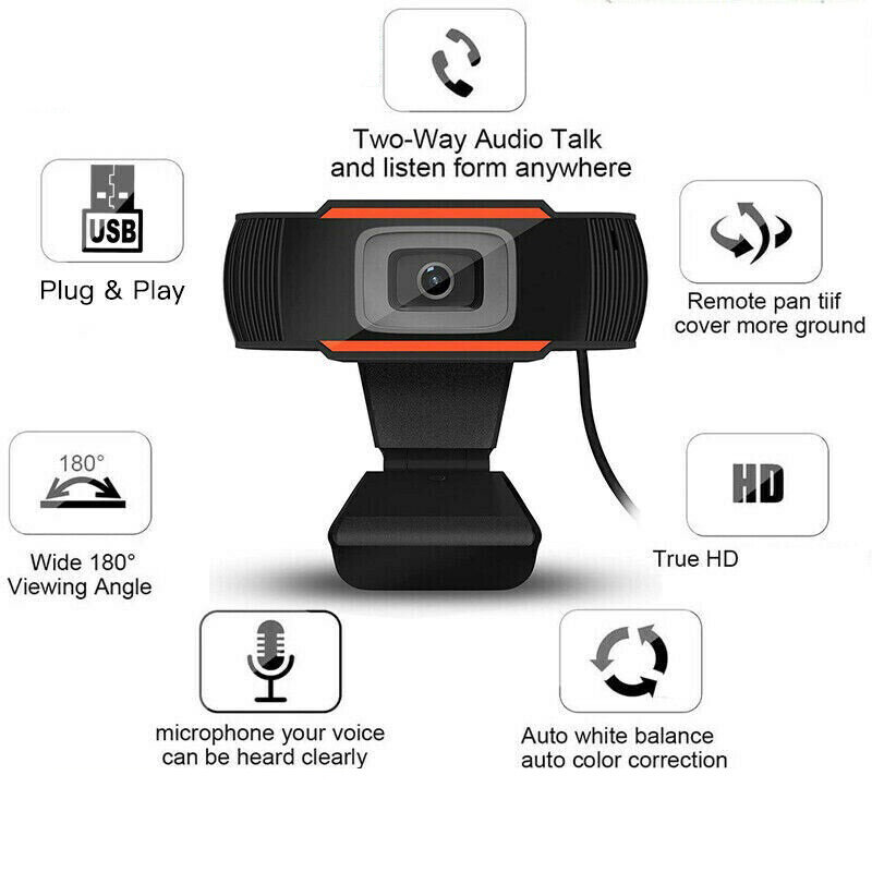 Diskon Besar Webcam Komputer PC WebCamera dengan Mic Mini USB 2.0 Kamera Web 1080P untuk Belajar Online Siaran Langsung Panggilan Video
