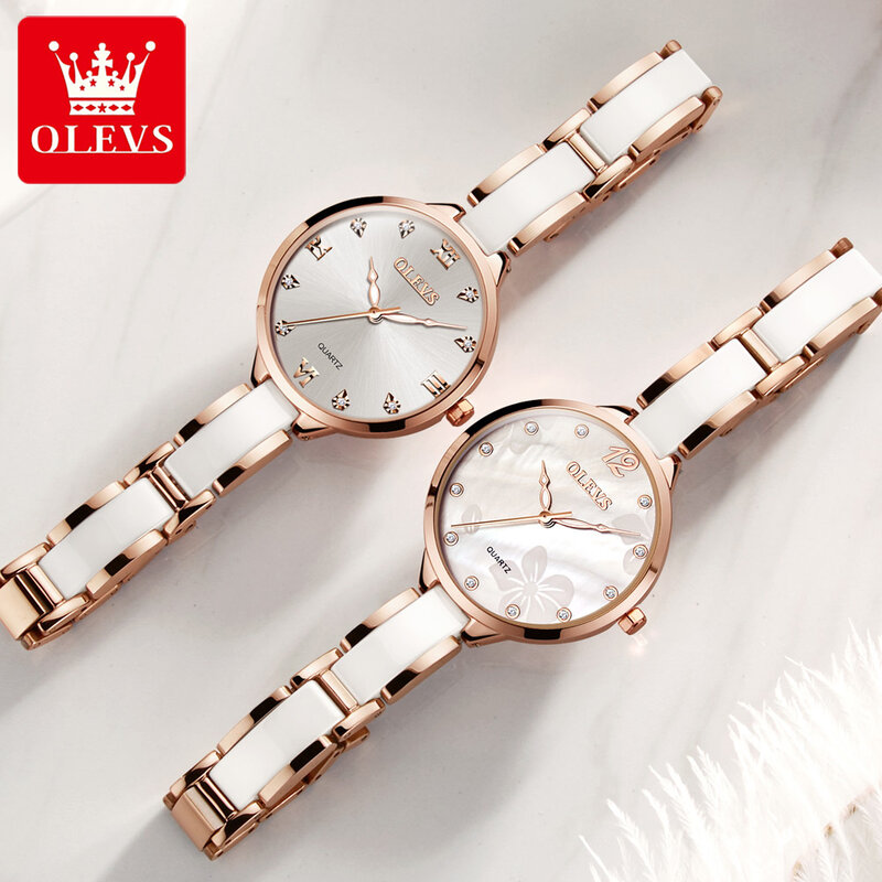 OLEVS 여성 시계 유명 럭셔리 브랜드 스테인레스 스틸 우아한 여성 쿼츠 시계 패션 Reloj Mujer 숙녀 복장 시계