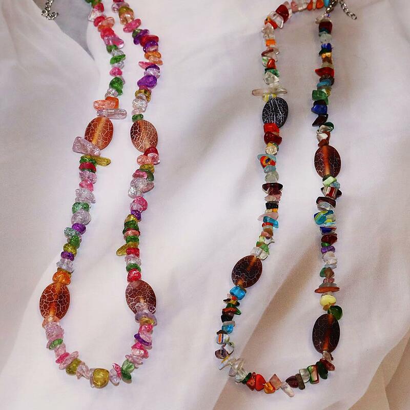 Kpop-collar de cuarzo con piedras naturales para mujer y niña, gargantilla de color ámbar con cuentas irregulares, accesorios de regalo de Navidad para fiesta