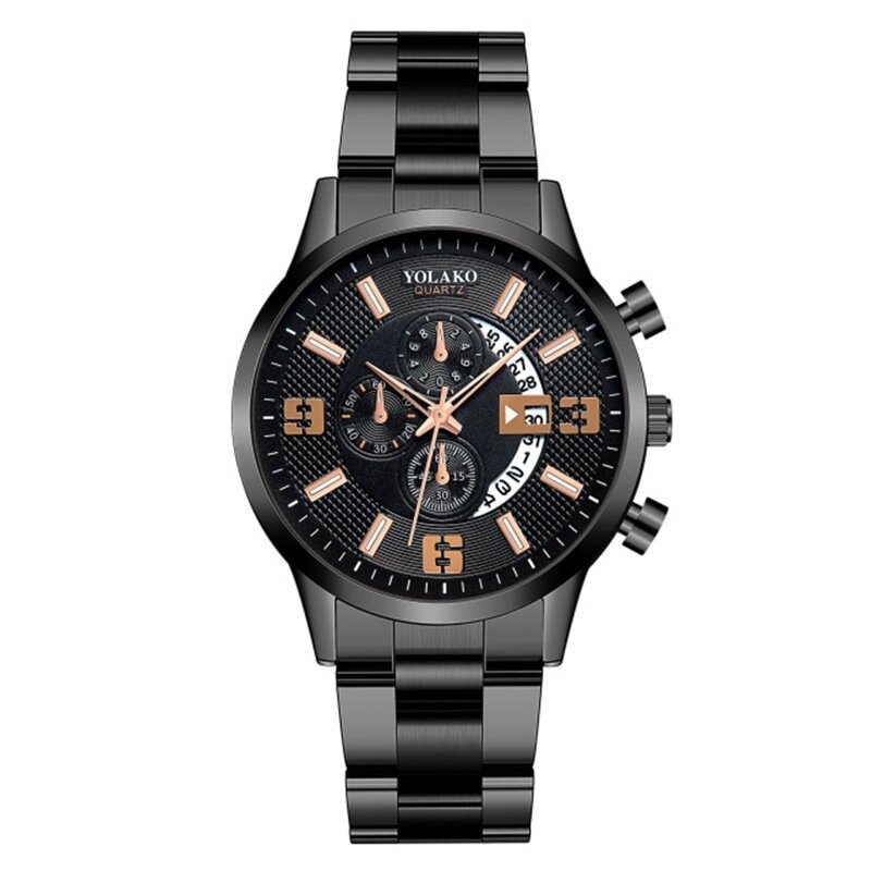 Student Sports Quartz Men's Watch Analog Three-eye Casual Business Calendar Steel Strap Watch for Male Boyfriend Gift Clocks