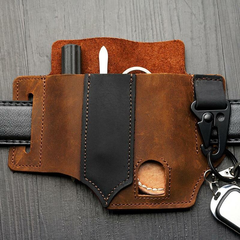 Кожаный чехол для мультитула Leatherman, карманный органайзер EDC с держателем для ключей, для ремня и фонарика, инструмент для кемпинга