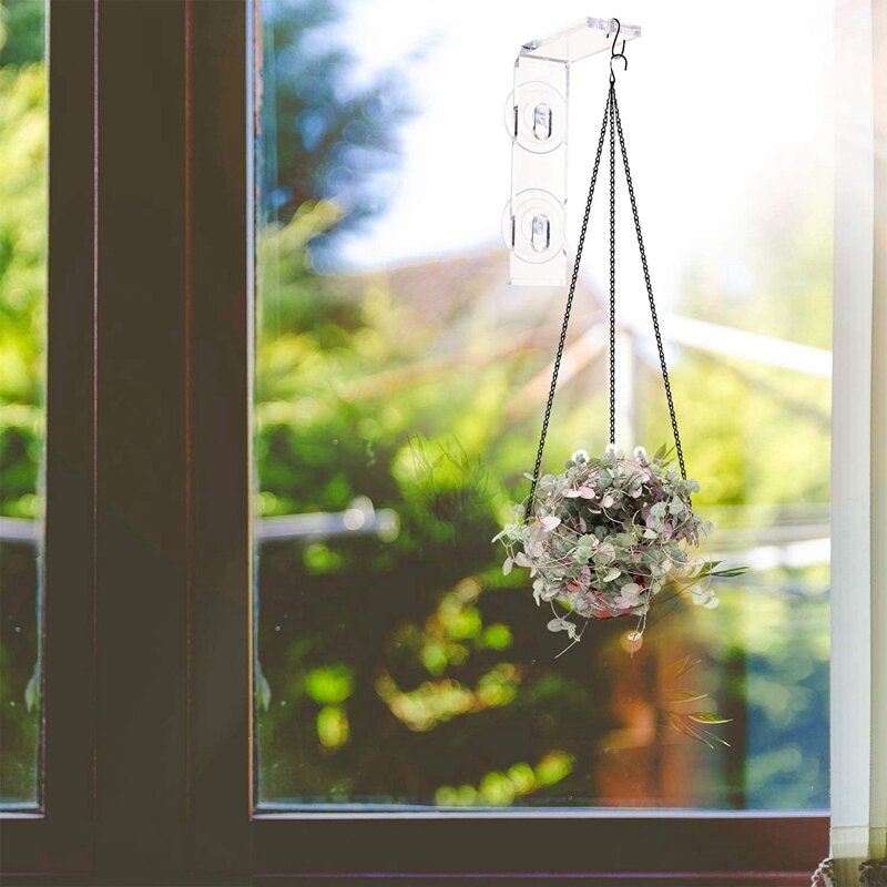 Ventosa janela quadro conveniente janela quadro para plantas de suspensão, para alimentadores de pássaros, decorações e sinos de vento 2 pces