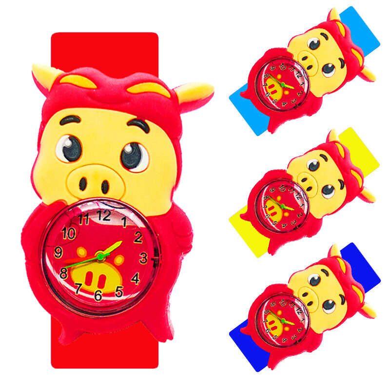 かわいい豚子供たちは漫画パンダ子供の腕時計子供のギフト少年少女のためのクリスマスのおもちゃ子供クォーツデジタル腕時計