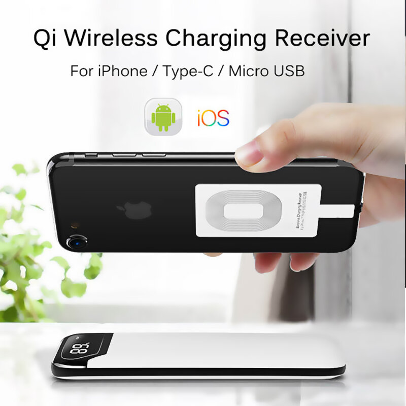 Micro USBประเภทC Fast Universal Wireless Charger AdapterสำหรับSamsung HuaweiสำหรับiPhoneสำหรับAndroid Qi Wireless Charging Receiver