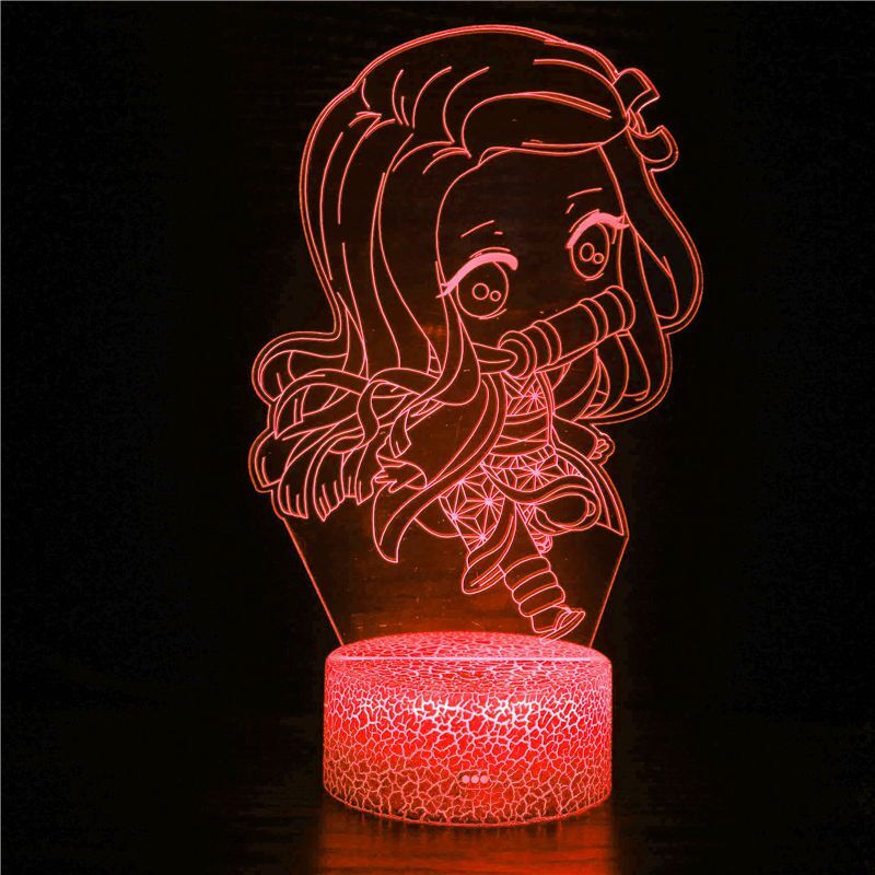 ثلاثية الأبعاد ضوء الليل ل Kimetsu لا Yaiba Nezuko دمية لعبة مجسمة أنيمي شيطان القاتل دمية Nezuko لعبة لطيفة الأطفال LED هدية ضوء الليل
