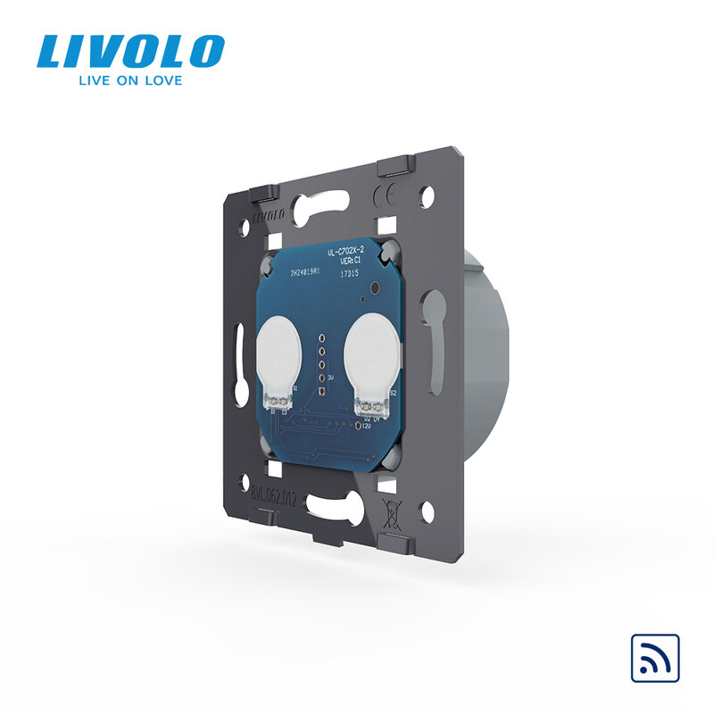 Livolo – Base de interruptor táctil para pared sin panel de vidrio.VL-C702R, Interruptor táctil remoto con indicador LED, estándar europeo, CA 220V-250V