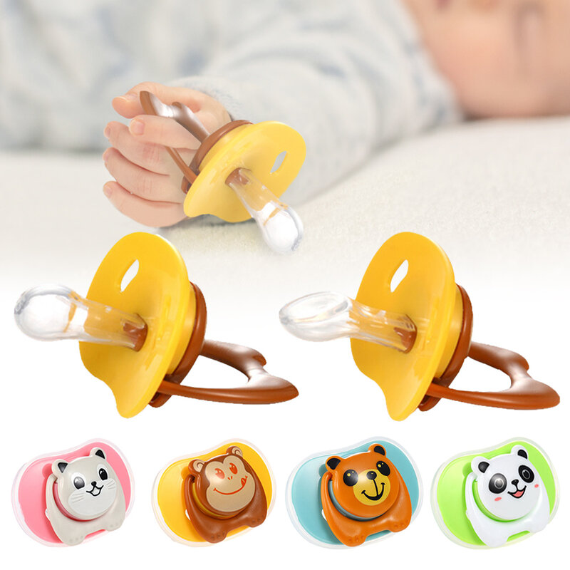 Chupeta infantil relaxante de silicone, mordedor para bebês recém-nascidos confortável, aparelho plano com capa de poeira
