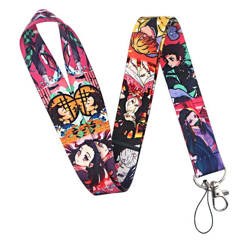 Demônio slayer: kimetsu não yaiba cordão pescoço cinta cordão do telefone móvel chaveiro cosplay acessórios acessórios alça de pescoço