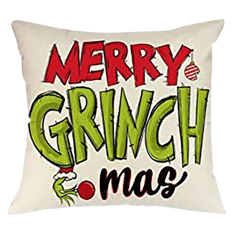 Natal grinch travesseiro kawaii dos desenhos animados almofada de linho enfeites de natal fronha 1pc moda brinquedo cosplay travesseiro grinch