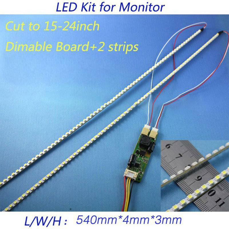 Universal led backlight lâmpadas 2 tiras de comprimento ajustável kit atualização para monitor de tela lcd tira led 24 cable cable 540mm cabo luminoso