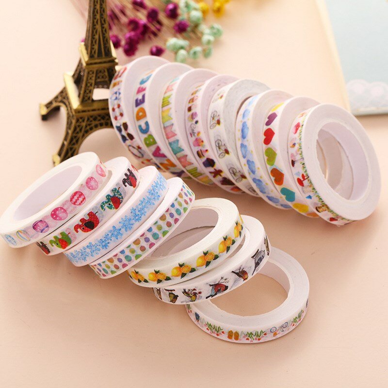 1PC 8mm *10m Cute Colorful Washi Tape Decorative Adhesive Tape Diy Scrapbooking School Office Supply