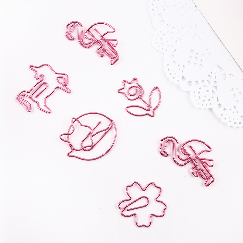 Lot de 8 pinces à papier dessin animé Kawaii, reliure en métal, Clips pour Photos, billets, Page, lettre, signet