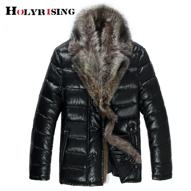 Holyrising Men big Real Raccoon Fur collar Down coat Warm men's down jacket doudoune homme S-4XL Thicken Coat 19054-5