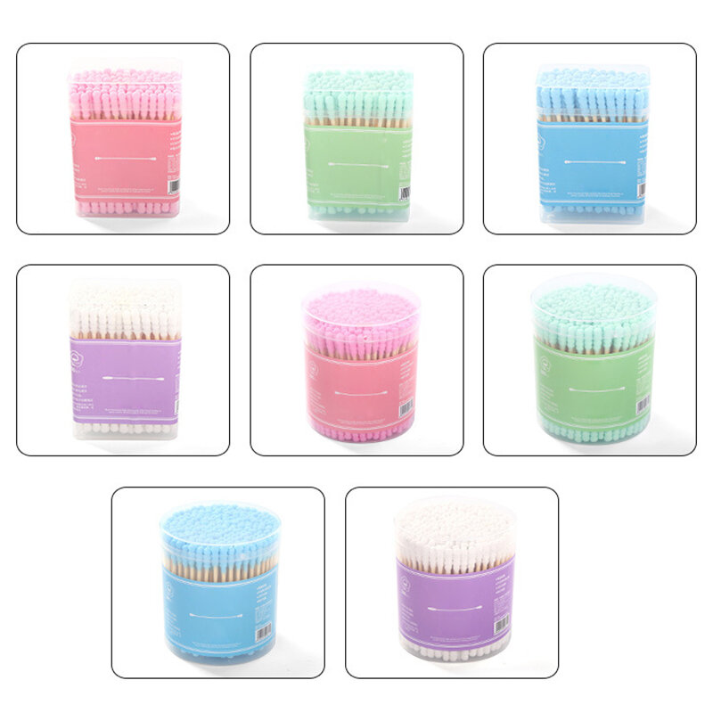 200Pcs/Bottle Double Head Disposable Makeup Cotton Swab Soft Cotton Buds For Medical Wood Sticks Nose Ears Cleaning Tools