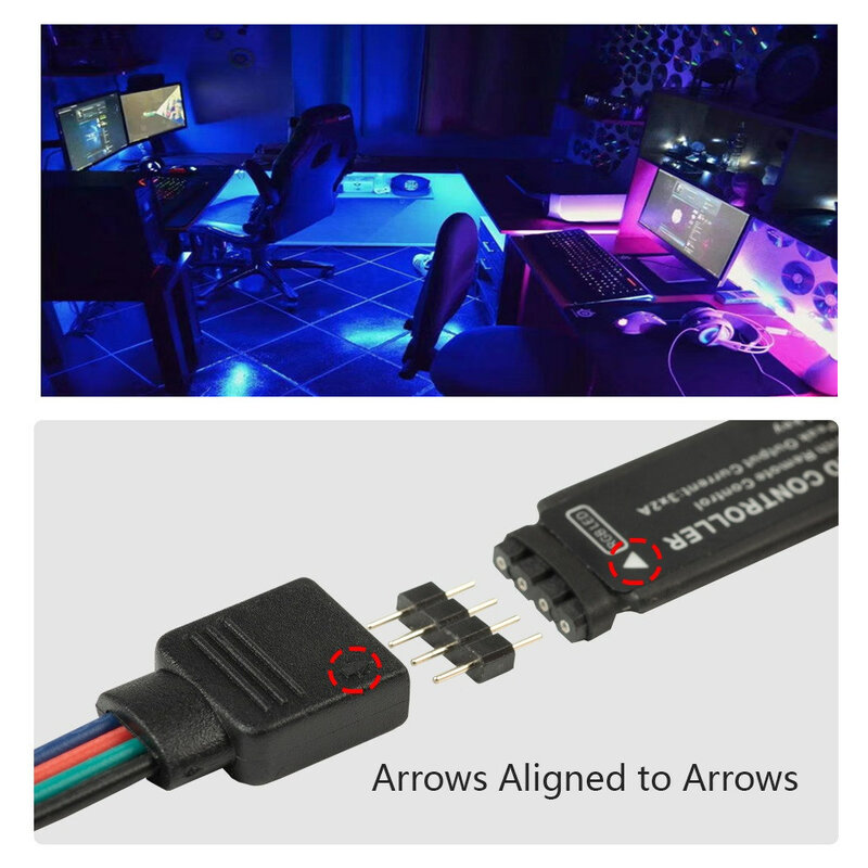 RGB LED Strip Cahaya Latar Belakang TV Dekorasi Fleksibel Pengendali Dioda Pita Tali Kamar Tidur Lampu Dekorasi USB 24 Kunci Inframerah Jarak Jauh